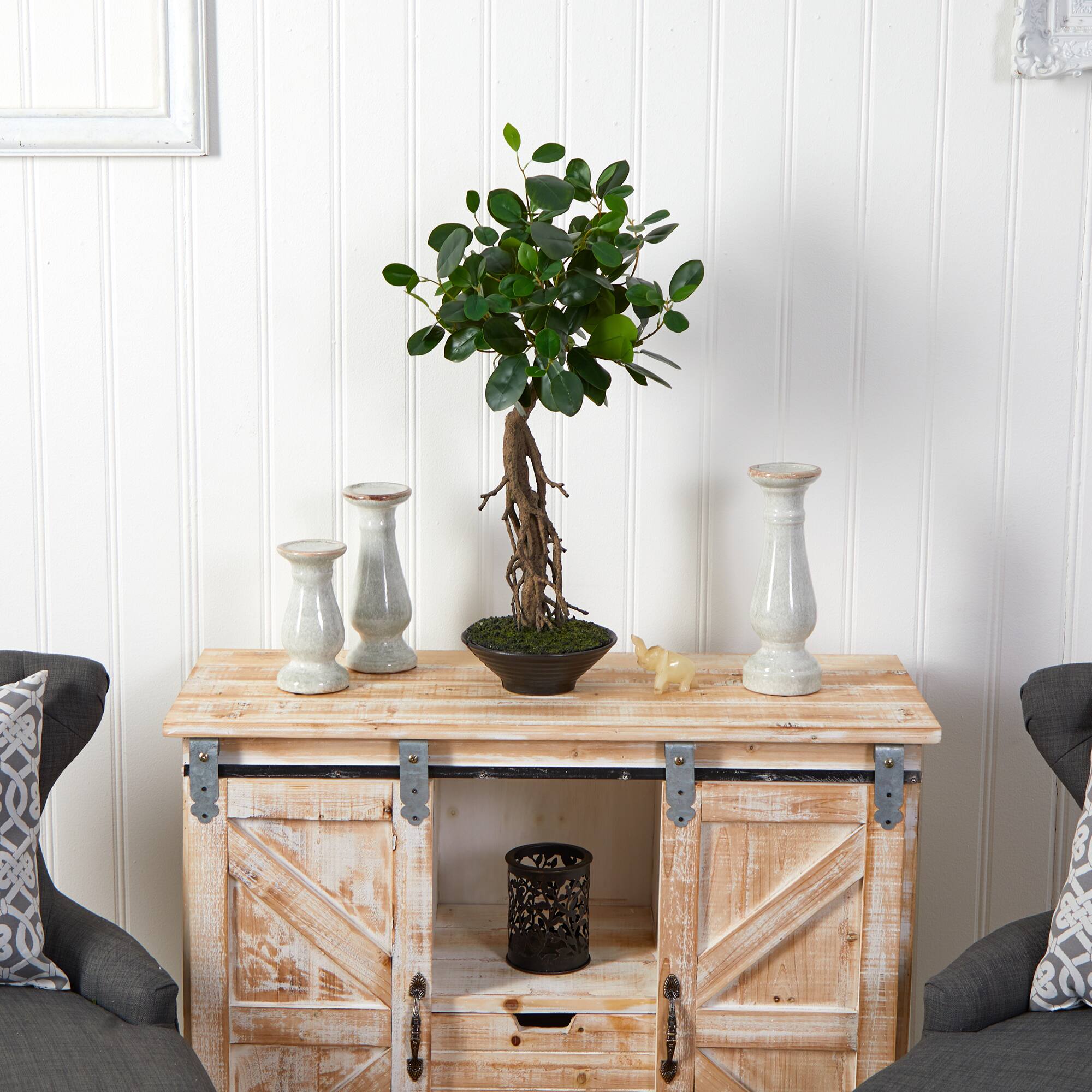 2ft. Ficus Bonsai Artificial Tree in Decorative Planter